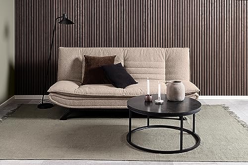 AC Design Furniture Jasper Bettcouch Dunkelgrau/Schwarz, Schlafsofa mit 3 Liegepositionen, Moderner 3-Sitzer Ohne Armlehne, Gepolstert mit Schwarzen Metallbeinen, L: 196 x H: 91 x T: 98 cm