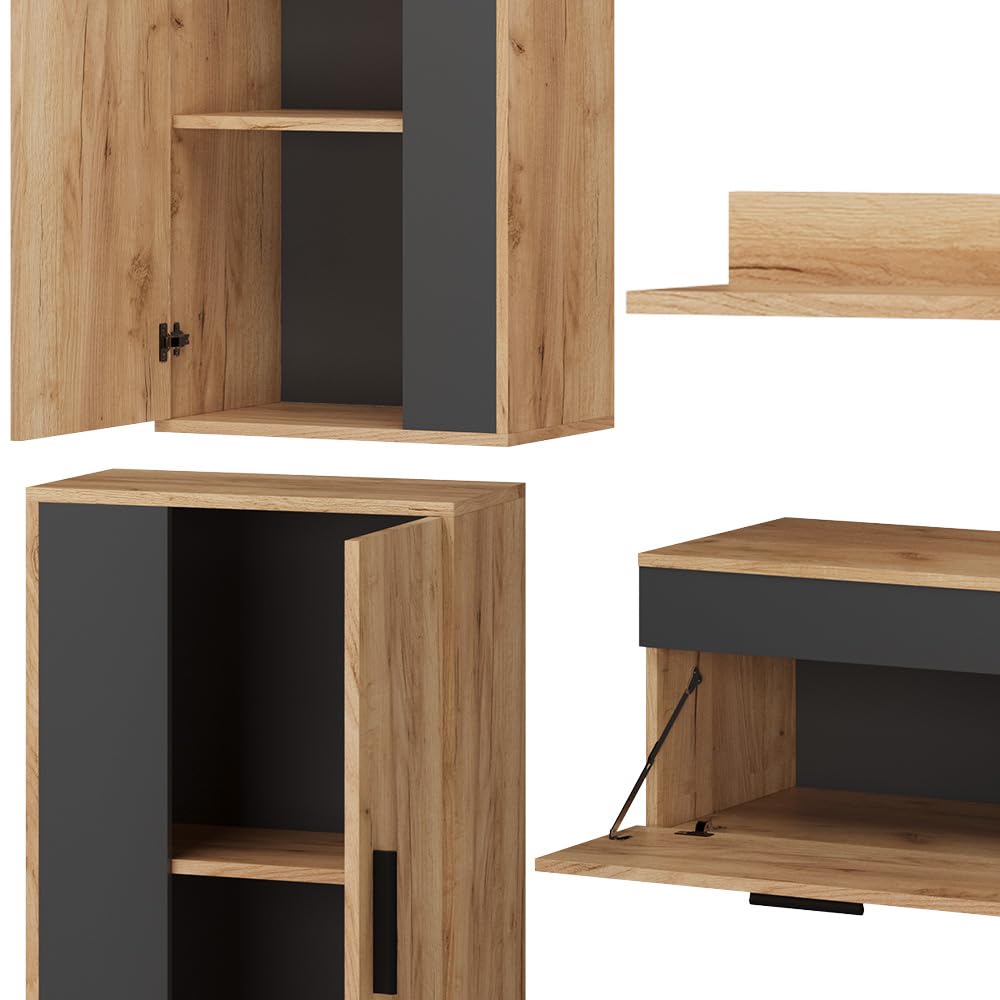 Vicco Berno TV Wall Unit Beige / Anthracite Set of 4