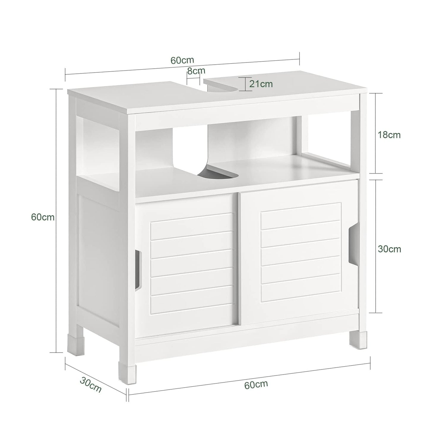 SoBuy FRG128-W Vanity Unit Bathroom Cabinet with Foot Pads, Vanity Unit for Bathroom, Bathroom Furniture, White, 60 x 61 x 30 cm