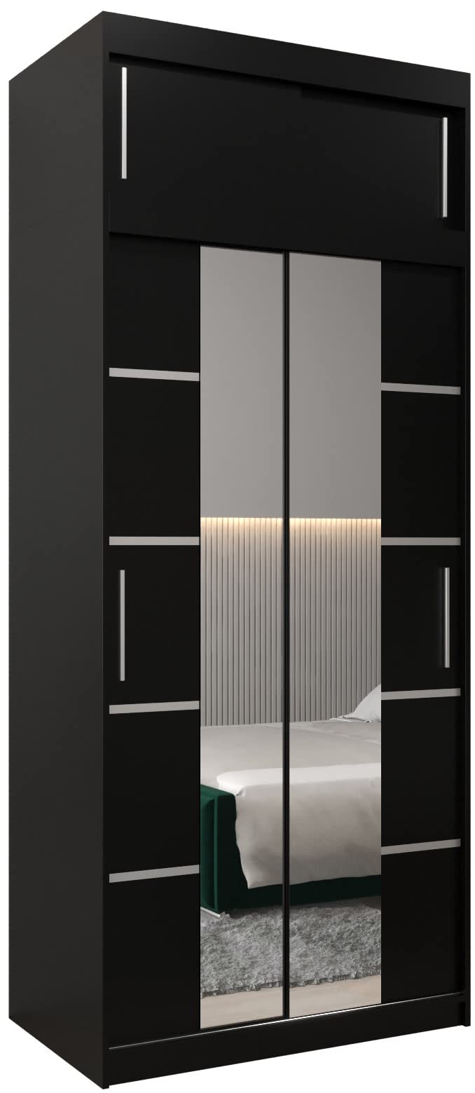 MEBLE KRYSPOL Verona 4 250 Bedroom Wardrobe Sliding Doors Cabinet with Mirror Wardrobe with Mirror Sliding Door Wardrobe Sliding Doors - 250 x 240 x 62 cm - Sonoma with Extension