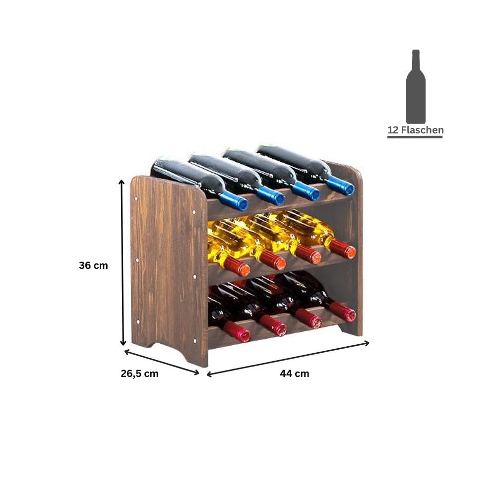 PROREGAL Weinregal PINOTWINE C | HxBxT 87,2x63,2x26,5cm | 42 Flaschen | Massives Kiefernholz | Natur unbehandelt | Weinhalter Weinständer Flaschenständer Flaschenregal Holzregal