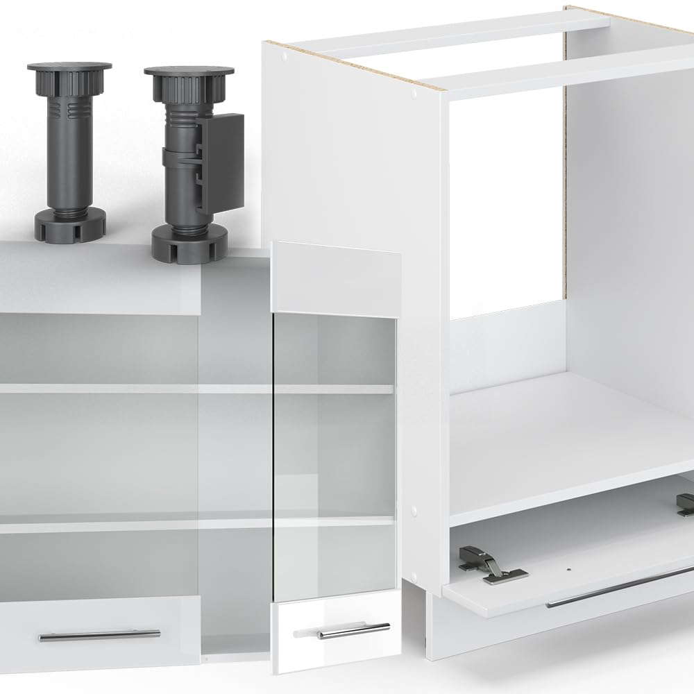Vicco Eckküche Fame-Line, Grün-Gold Landhaus/Weiß/Weiß, 160 x 190 cm ohne Arbeitsplatte