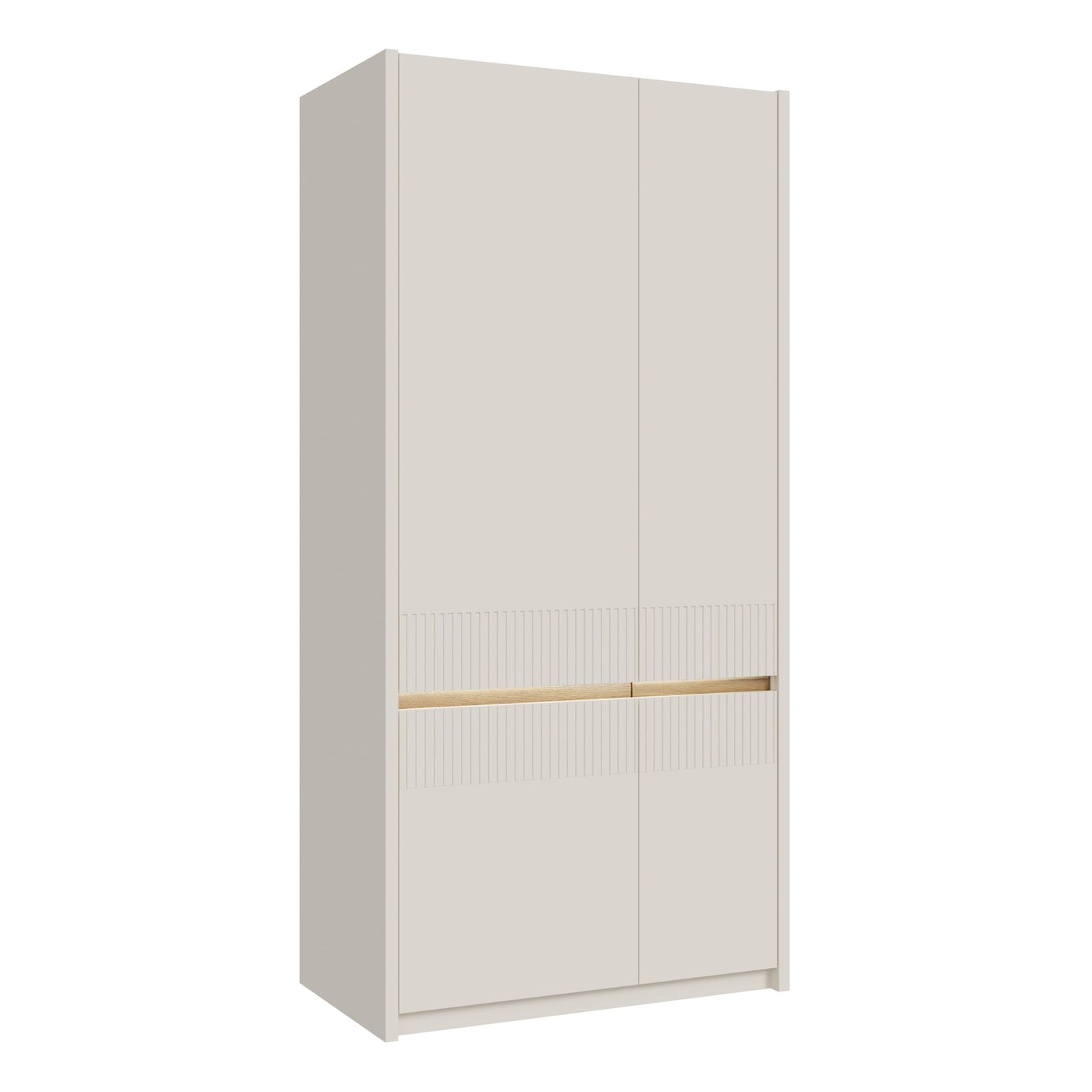 FORTE OZZULA Wardrobe 120, Wardrobe, Sliding Door Wardrobe, Bedroom Wardrobe, Scandinavian 2 Door Shelves, Clothes Rail, White/Artisan Oak, 120 cm Wide x 190.5 cm High x 61 cm Deep