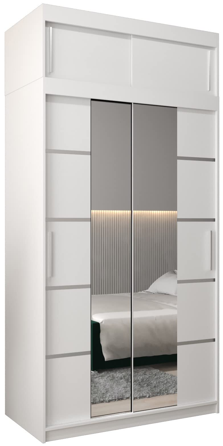 MEBLE KRYSPOL Verona 4 250 Bedroom Wardrobe Sliding Doors Cabinet with Mirror Wardrobe with Mirror Sliding Door Wardrobe Sliding Doors - 250 x 240 x 62 cm - Sonoma with Extension