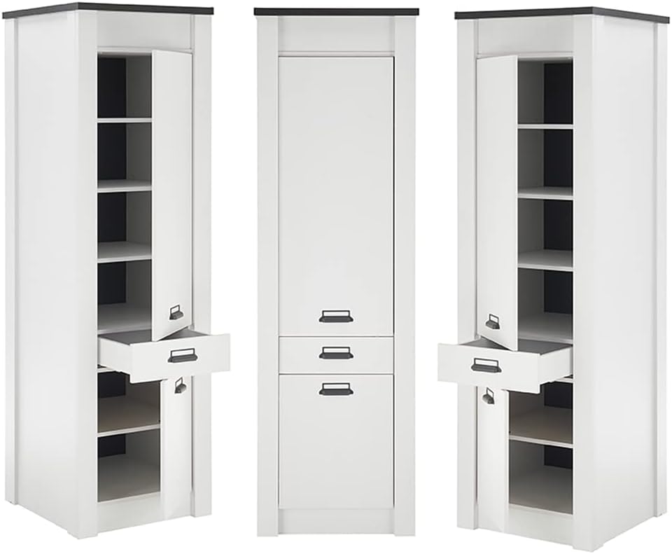 Lomadox Kitchen Furniture Set 5 Pieces in Pine White with Anthracite Kitchen Cabinet Kitchen Furniture Modern Wall Shelf Sink Storage Cabinet