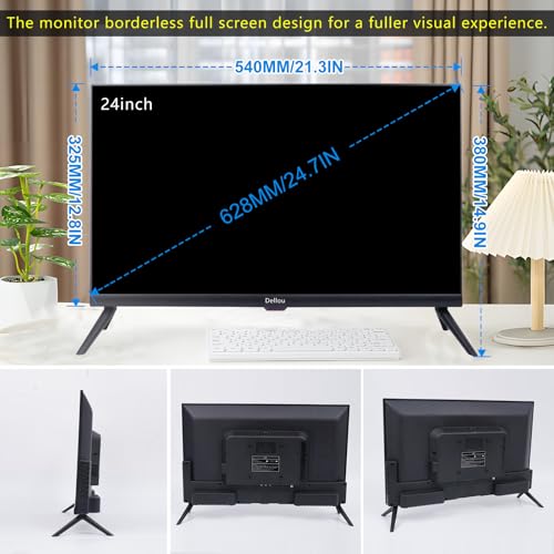 Eoulyee 24 Zoll Überwachungskamera Monitor, CCTV Überwachungsanzeige, Multifunktionsschnittstelle HDMI, AV, BNC, VGA, USB, PC Eingang LCD-Computermonitor 1920x1080 Full HD Auflösung