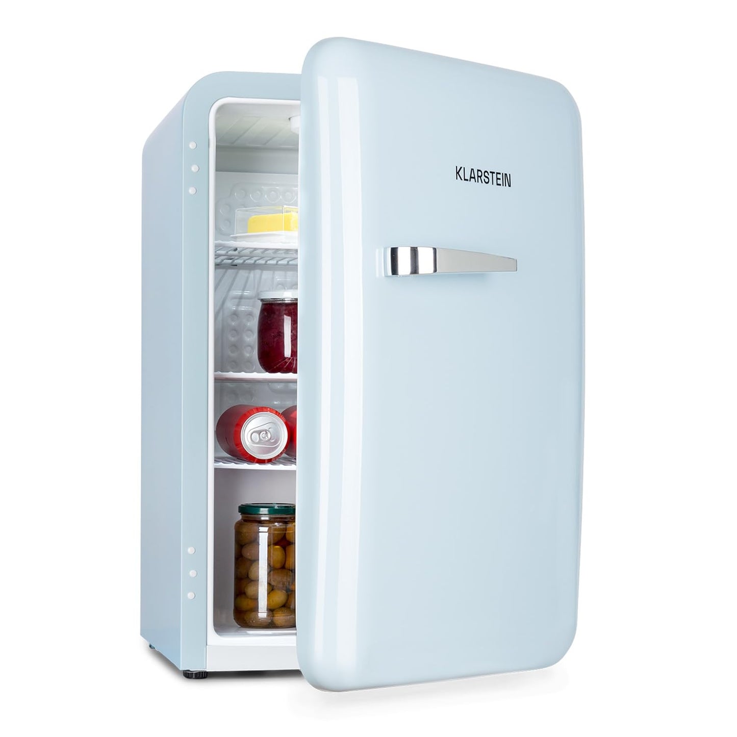 Klarstein Kühlschrank, Mini-Kühlschrank für Getränke, Kühlschrank Klein, Kleiner Kühlschrank Lautlos, Skincare Fridge, Vintage Design, Camping Kühlschrank, Minikühlschrank für Zimmer, 0-10°C, 70 L
