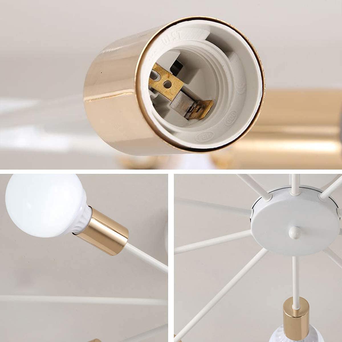 JIINOO 10 Lights Modern Chandelier Ceiling Light Gold Industrial Ceiling Lamp Medieval Semi Flush Mount Chandelier Ceiling Light for Kitchen Dining Room Living Room Bedroom Lighting
