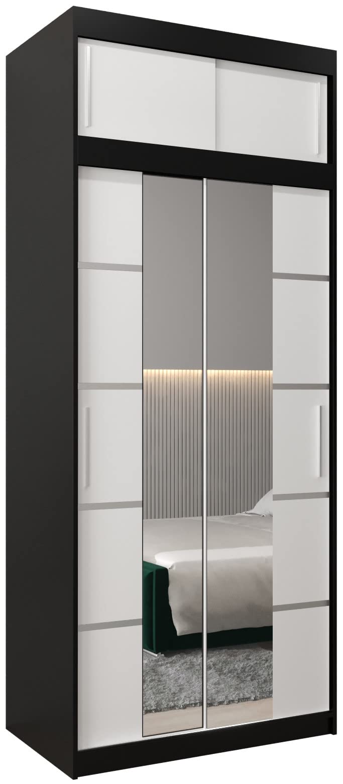 MEBLE KRYSPOL Verona 4 250 Bedroom Wardrobe Sliding Doors Cabinet with Mirror Wardrobe with Mirror Sliding Door Wardrobe Sliding Doors - 250 x 240 x 62 cm - Sonoma with Extension