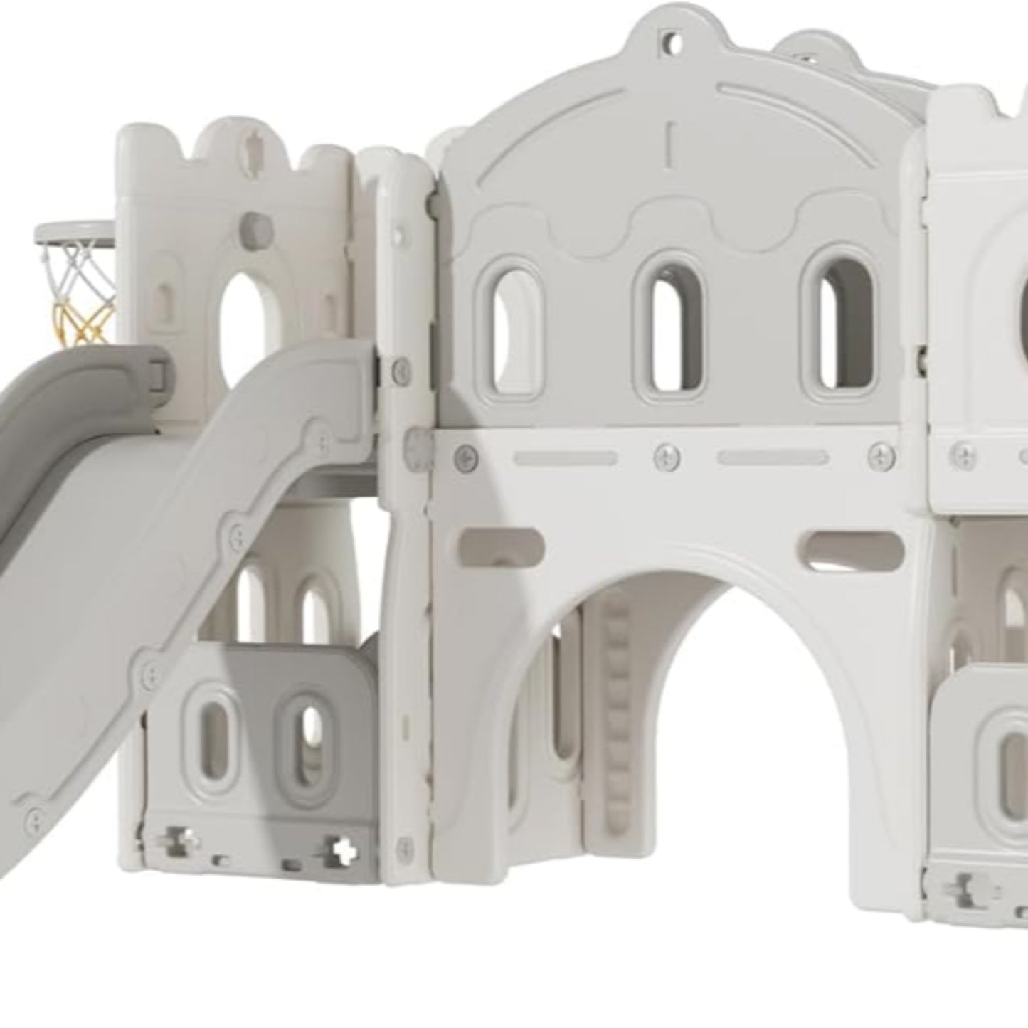 Veitoalioy Children's Slide Outdoor, Garden Slide Outdoor and Indoor, Suitable for Babies Aged 1-4 to Play, Safe and Reliable Sliding Swing Combination (Aisle Grey White)