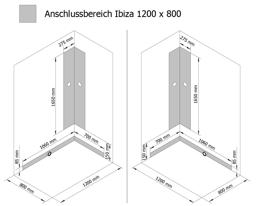 Schulte Ibiza Complete Shower 120 x 80 cm Shower Temple 5 mm Safety Glass Profile Matte Black Shower System Matte Black Rear Panels White Shower Tray White