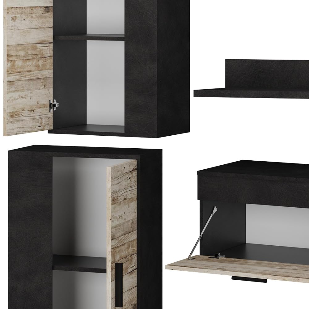 Vicco Berno TV Wall Unit Beige / Anthracite Set of 4