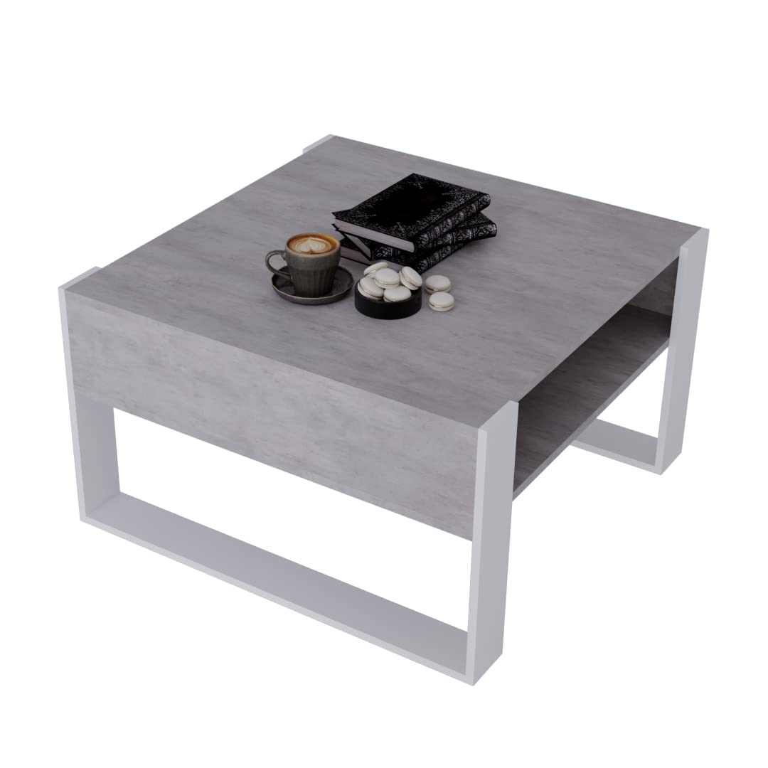 AKKE Karo Couchtisch für Wohnzimmer Beistelltisch Wohnzimmertisch Modern Sofatisch Kaffeetisch Deko Möbel für Wohnzimmer Wohnzimmertische Couchtische Eiche Mit Schwarzen Beinen