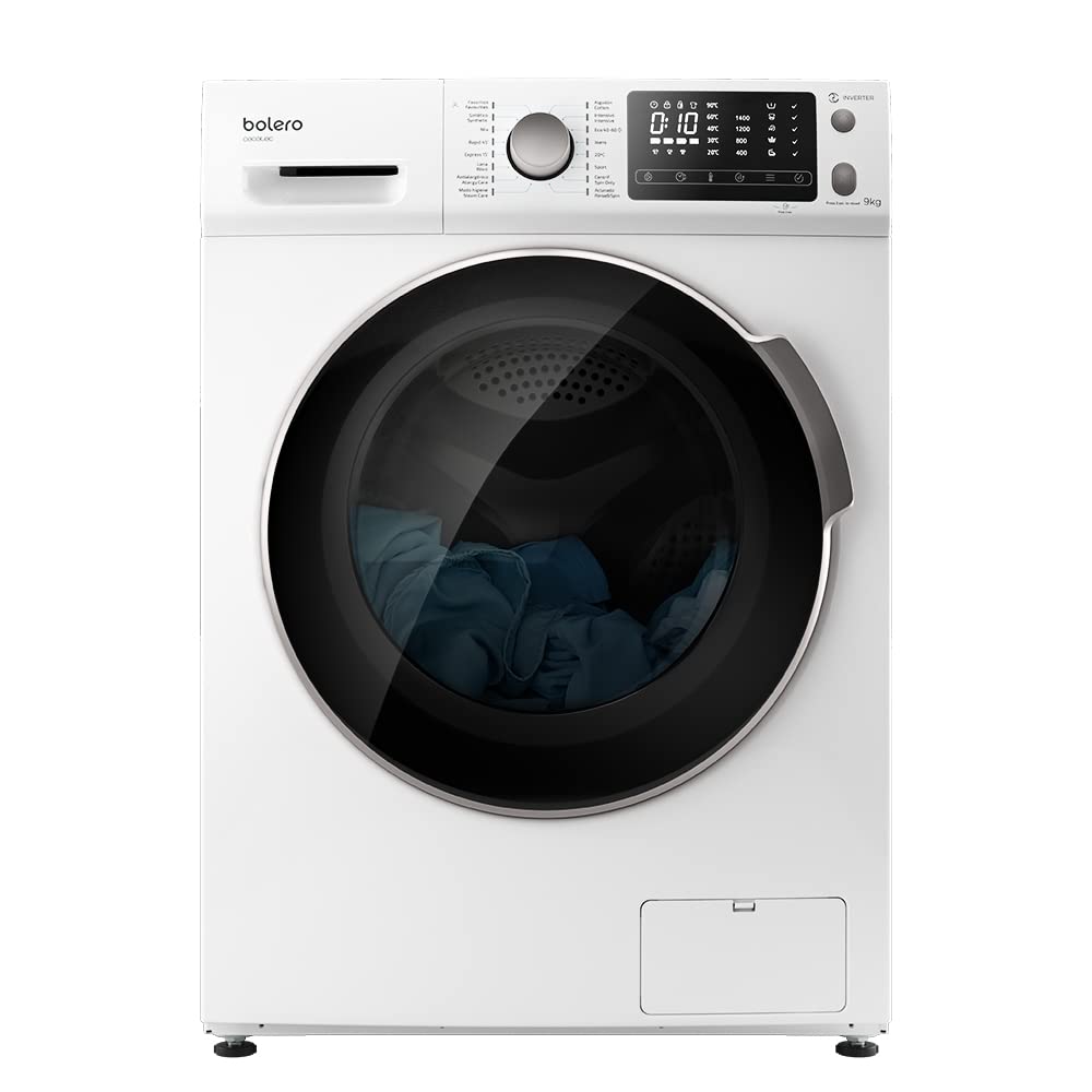 Cecotec Waschmaschine 8Kg Frontlader Bolero DressCode 8610 Inverter Steel A. 1400 U/min, Steam Max, Inverter Plus Motor, 15 Progr, OnSmart, Smooth Wash, Stop&Go, Antibakterielle Dichtung, Drum Clean