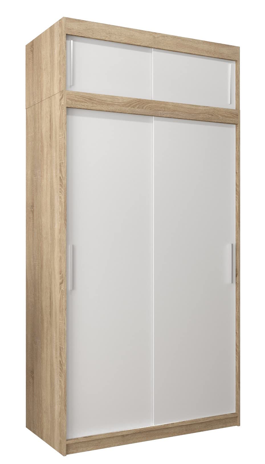 MEBLE KRYSPOL Tokyo 250 Wardrobe with Three Sliding Doors for Bedroom – Modern Storage Cabinet with Clothes Rail and Shelves – 250 x 200 x 62 cm – Matte Black and Artisan