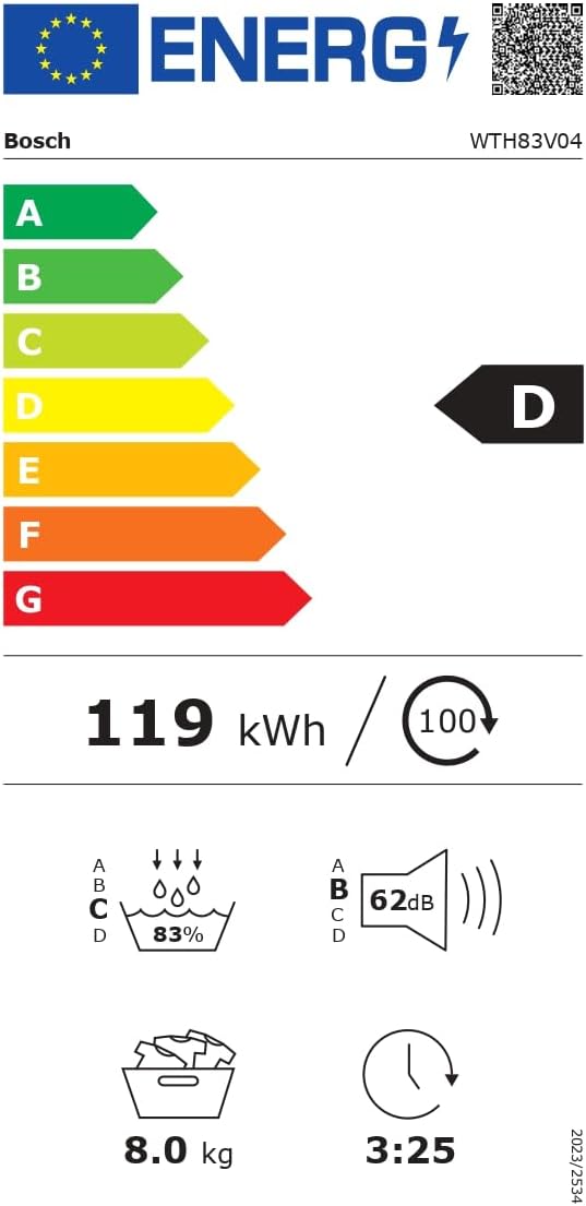 Bosch WTH83V04, Serie 4, Wärmepumpentrockner, 8 kg, AutoDry, Quick-40-Trocknen, Nachlegefunktion, Sensitive-Drying-System, Anti Vibration Design, 63 dB, LED-Display, Touch-Control, Zeitvorwahl