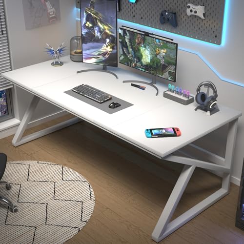 IBF Desk in Brown Colour with a Length of 70 Inches, Industrial Large Double Metal and Wood Desk for Computer, Long Office Table for Home