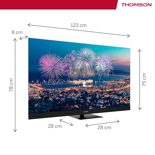 THOMSON 55QG6C14 QLED Plus Google Smart TV, Wi-Fi, Dolby Audio, Built-in Front Speaker, Bluetooth 5.1, Triple Tuner (Cable/Satellite/Antenna), HDMI, CI+, A+ Panel