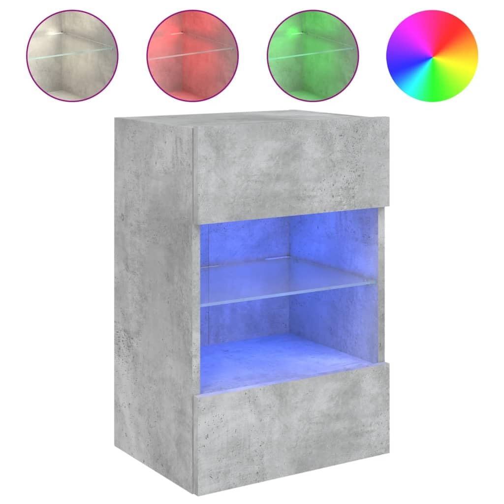 Homgoday TV Wall Cabinets with LED Lights, Pack of 2, Cabinet Wall TV Cabinet with Lots of Storage Space, Wall Mounted TV Furniture for Living Room, Bedroom, Grey, Sonoma