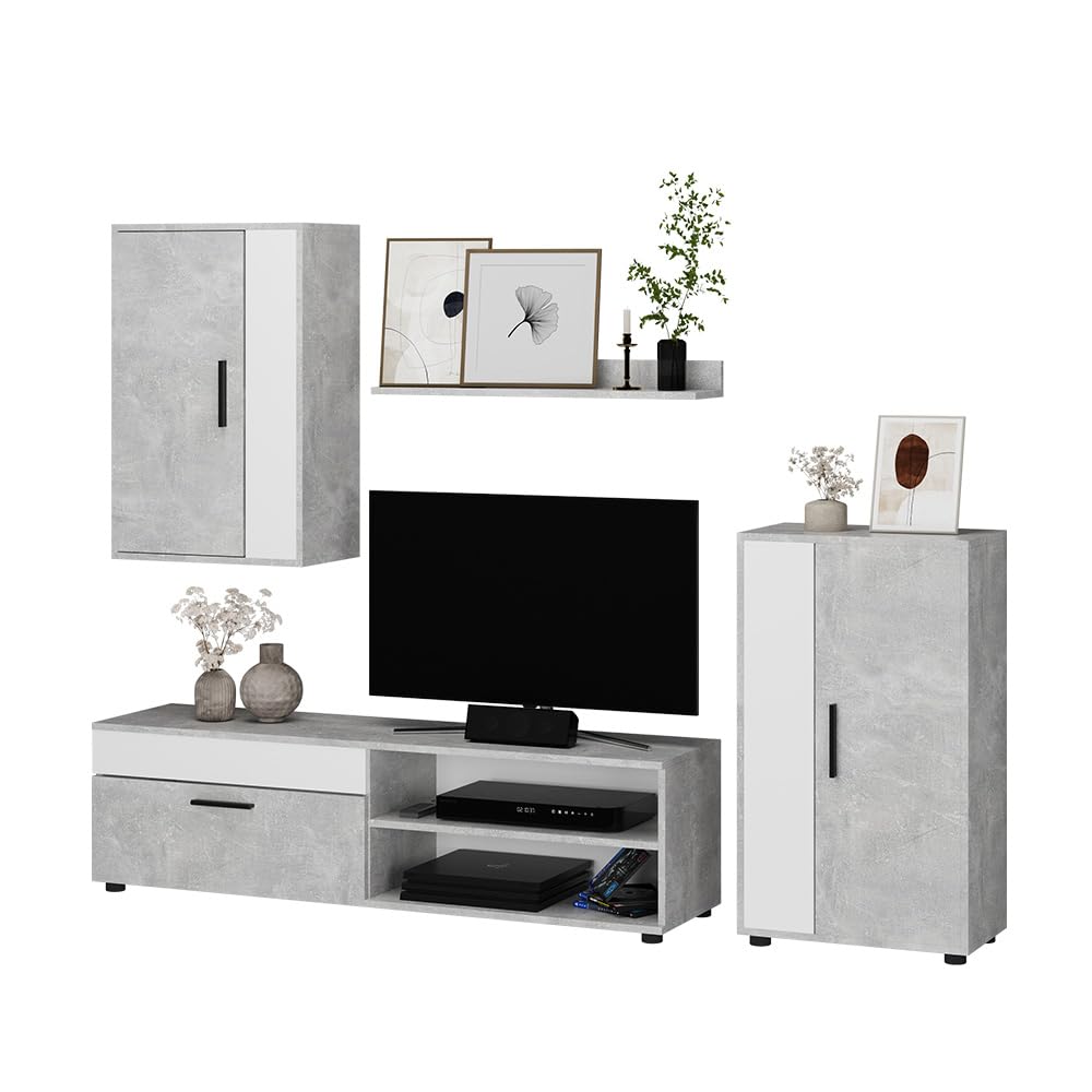 Vicco Berno TV Wall Unit Beige / Anthracite Set of 4