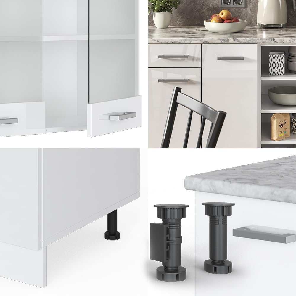Vicco Küchenzeile R-Line, Küchenblock, Blau-Grau/Weiß, 240 cm ohne Arbeitsplatte