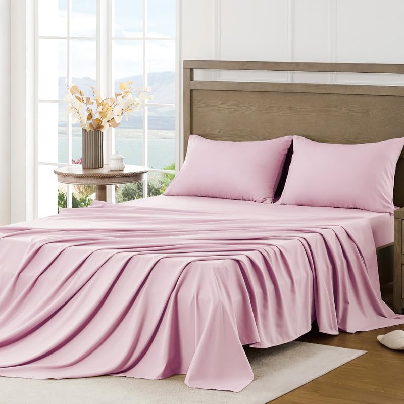FreshCulture Queen Sheet Set - Ultra Soft Sheets for Queen Size Bed - Brushed Microfiber - Deep Pockets - Easy Care - Cooling & Breathable Sheets - 4 Pieces Hotel Luxury Queen Bed Sheets (White)
