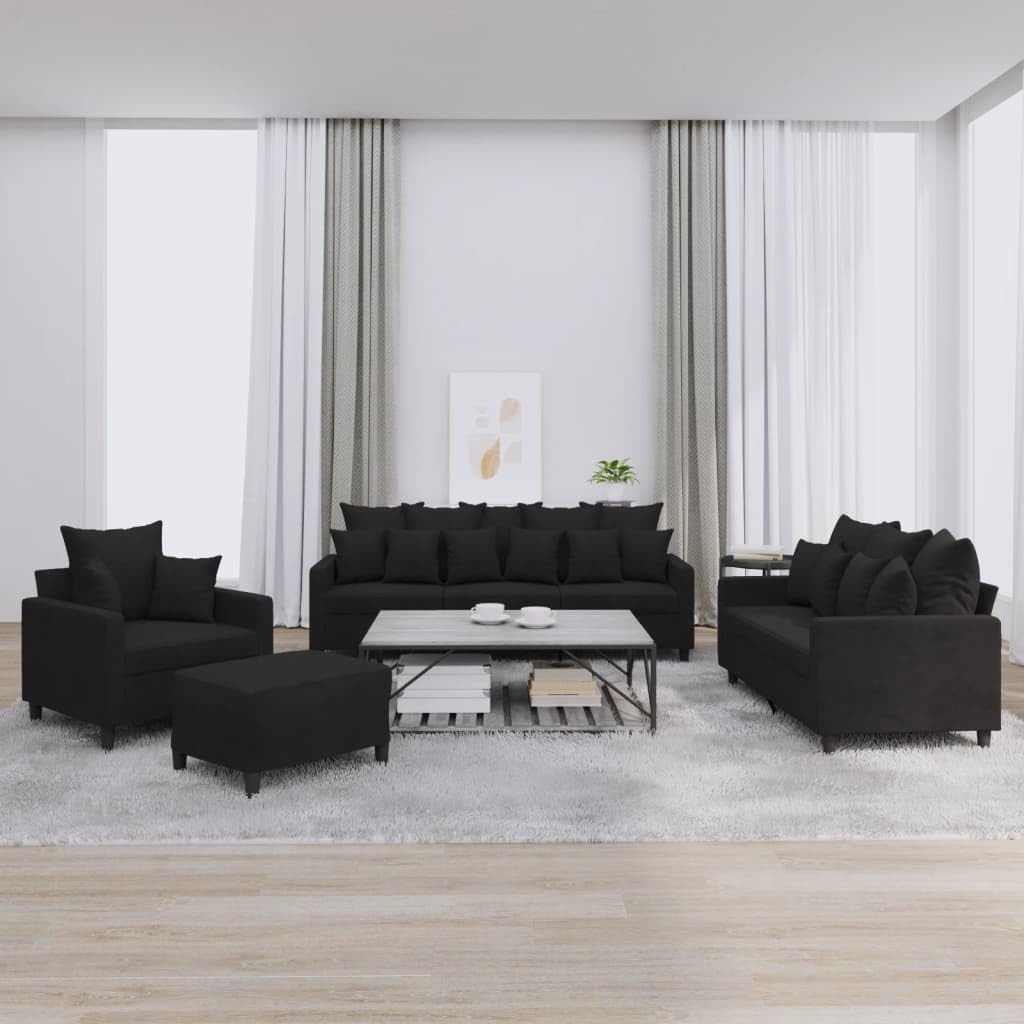 Willood 3-TLG. Sofagarnitur mit Kissen Dunkelgrau Samt,Sofa geeignet für Wohnzimmer, Sofa Set, mit Armlehnen und Kissen