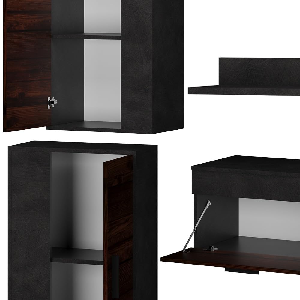 Vicco Berno TV Wall Unit Beige / Anthracite Set of 4