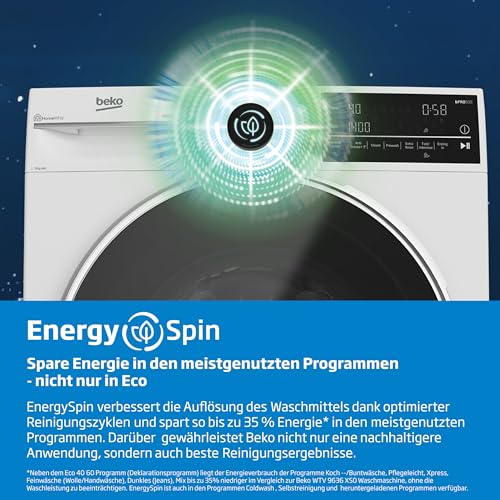 Beko BM3WFU3741R Waschvollautomat, Waschmaschine, 7 kg, EnergySpin, Schleuderwahl 1400 U/min, SteamCure Dampffunktion, allergikergeeignet, AquaWave Schontrommel, Weiß