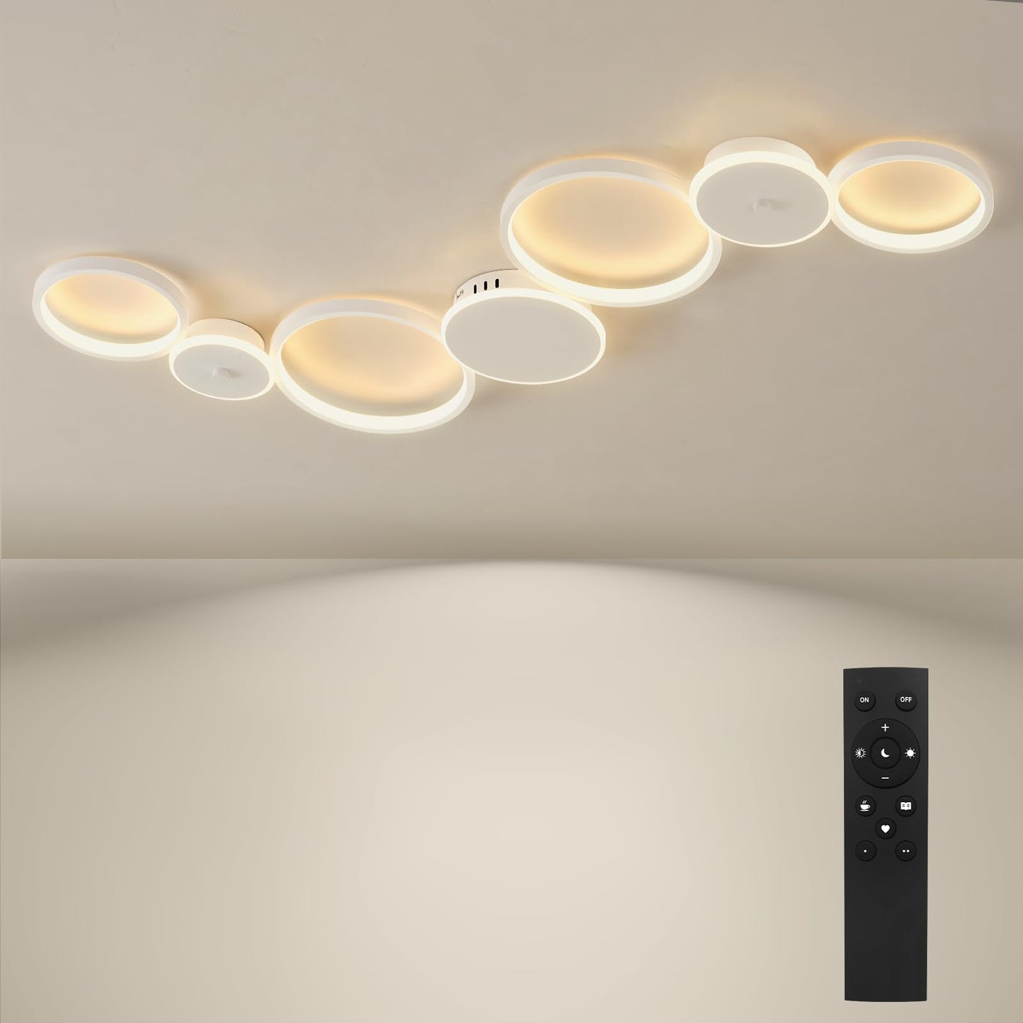 BAYHT Deckenleuchte LED Wohnzimmerlampe Weiße Runde LED Deckenlamp Dimmbar 62W 5300LM mit Fernbedienung 3000K-6500K Geeignet für Wohnzimmer, Deckenleuchte Schlafzimmer