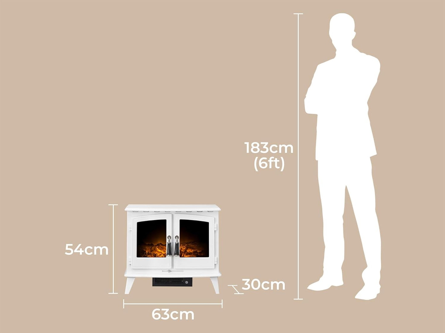 Adam Woodhouse Elektrokamin in Weiss