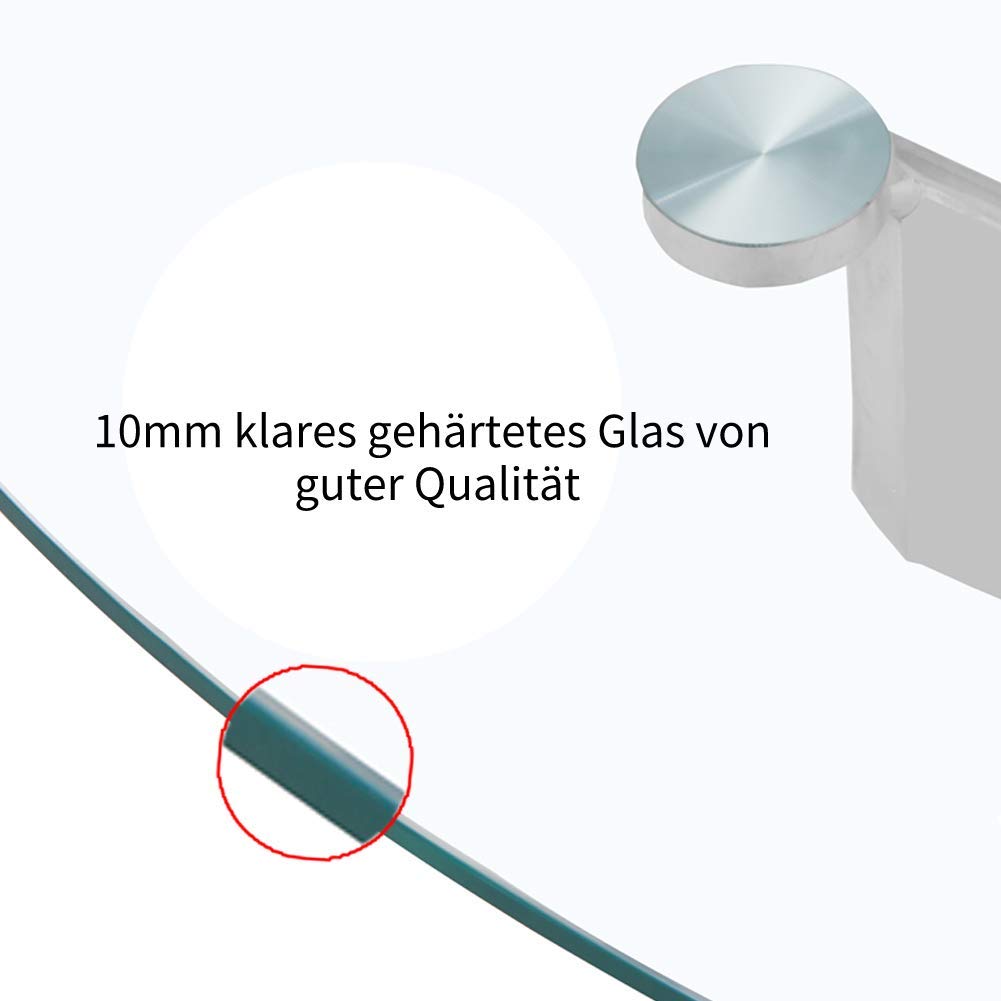 GOLDFAN Esstisch Rund Glas Moderner Küchentisch 80cm Runder Glas Esszimmertische mit Metallbeinen für Esszimmer Wohnzimmer Küche, Schwarz