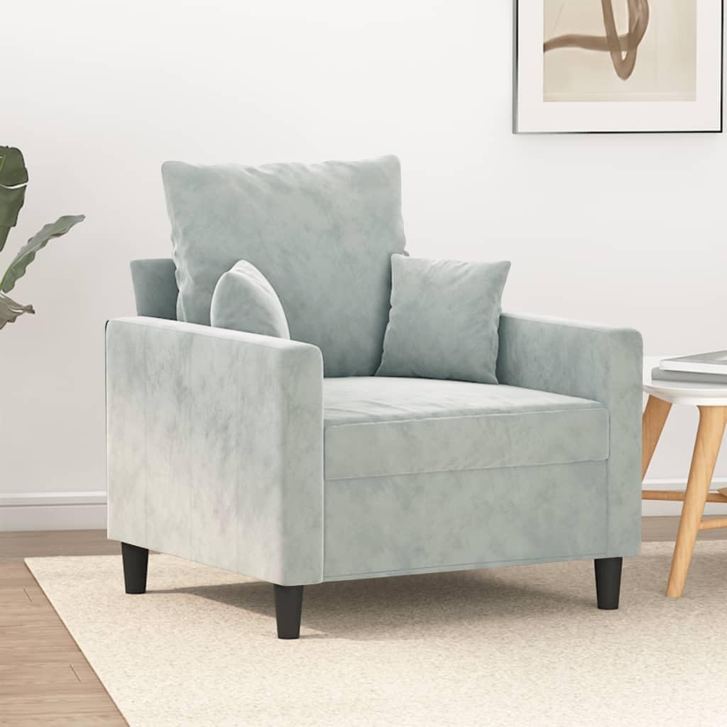 Willood 3-TLG. Sofagarnitur mit Kissen Dunkelgrau Samt,Sofa geeignet für Wohnzimmer, Sofa Set, mit Armlehnen und Kissen