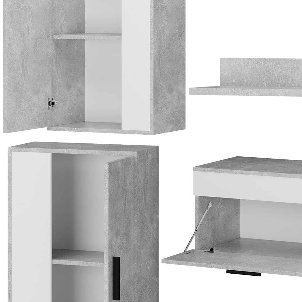 Vicco Berno TV Wall Unit Beige / Anthracite Set of 4