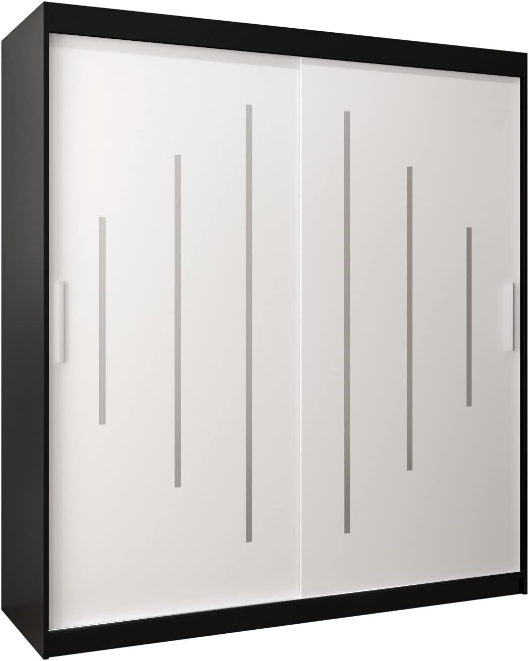 Kryspol Schwebetürenschrank York 250 cm Kleiderschrank mit Kleiderstange und Einlegeboden Schlafzimmer- Wohnzimmerschrank Schiebetüren Modern Design (Weiß)
