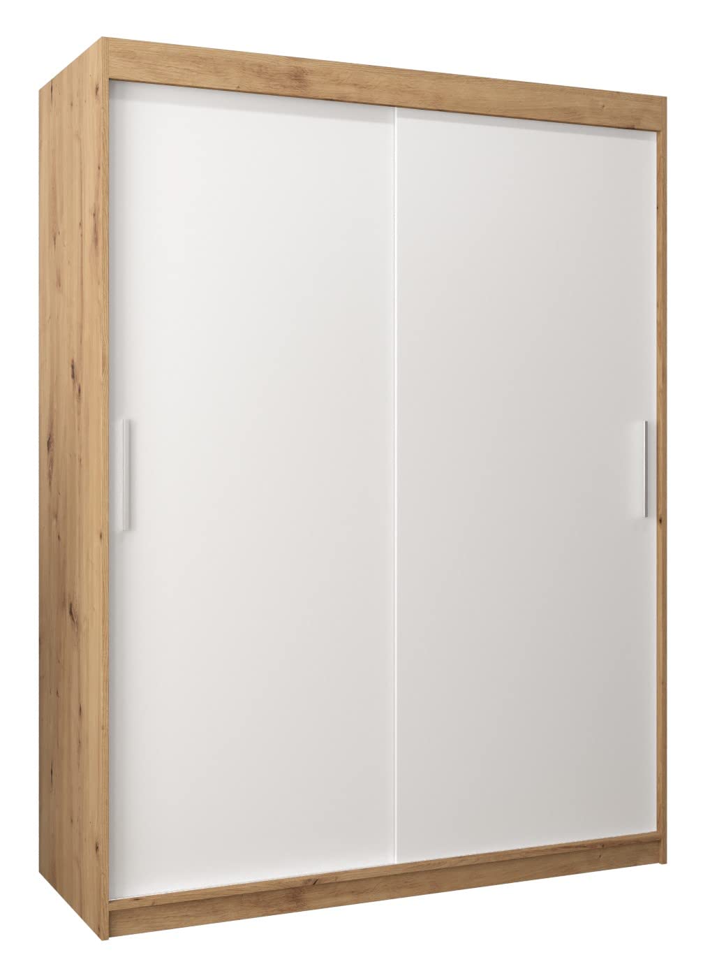 MEBLE KRYSPOL Tokyo 250 Wardrobe with Three Sliding Doors for Bedroom – Modern Storage Cabinet with Clothes Rail and Shelves – 250 x 200 x 62 cm – Matte Black and Artisan