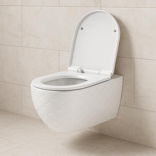 RD Luxury Spülrandloses Wand-WC Weiß – Hänge-Toilette aus Keramik mit Softclose WC-Sitz Absenkautomatik, Schallschutz & Komplettset