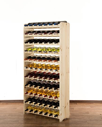 PROREGAL Weinregal PINOTWINE C | HxBxT 87,2x63,2x26,5cm | 42 Flaschen | Massives Kiefernholz | Natur unbehandelt | Weinhalter Weinständer Flaschenständer Flaschenregal Holzregal
