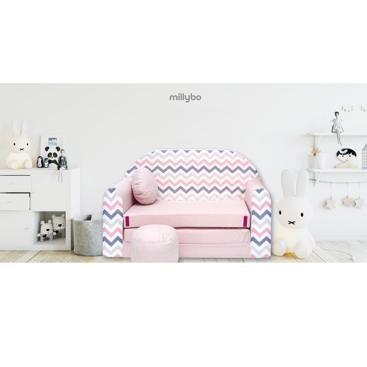 Children's Sofa with Sleep Function Foldable 3-in-1 Children's Sofa Play Sofa with Bed Function Girls Boys Bean Bag Mini Sofa Bed Children's Room Sleeping Chair (A39)