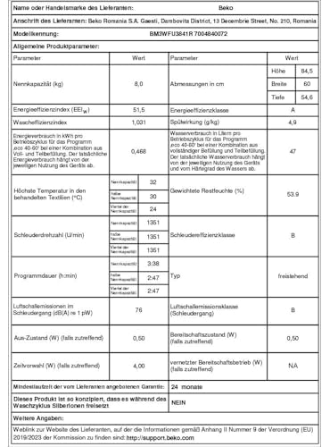 Beko BM3WFU3741R Waschvollautomat, Waschmaschine, 7 kg, EnergySpin, Schleuderwahl 1400 U/min, SteamCure Dampffunktion, allergikergeeignet, AquaWave Schontrommel, Weiß