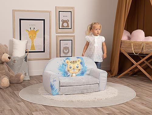 Delsit Kindersofa zum Ausklappen - Kinder Sofa mit Schaumstofffüllung - Sofa Kinder mit Abnehmbarem Bezug - Kindermöbel Kindersofa Mädchen & Jungen- 9 Monate bis 4 Jahre - DT2-22042