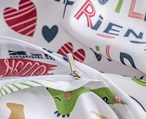 GETIYA Cartoon Hearts Bed Linen, 135 x 200 cm, Girls'/Women’s/Children’s Bed Linen, Pink Hearts Pattern, Duvet Cover, Microfibre, Duvet Cover, Light Pink, with Zip and Pillowcase, 80 x 80 cm
