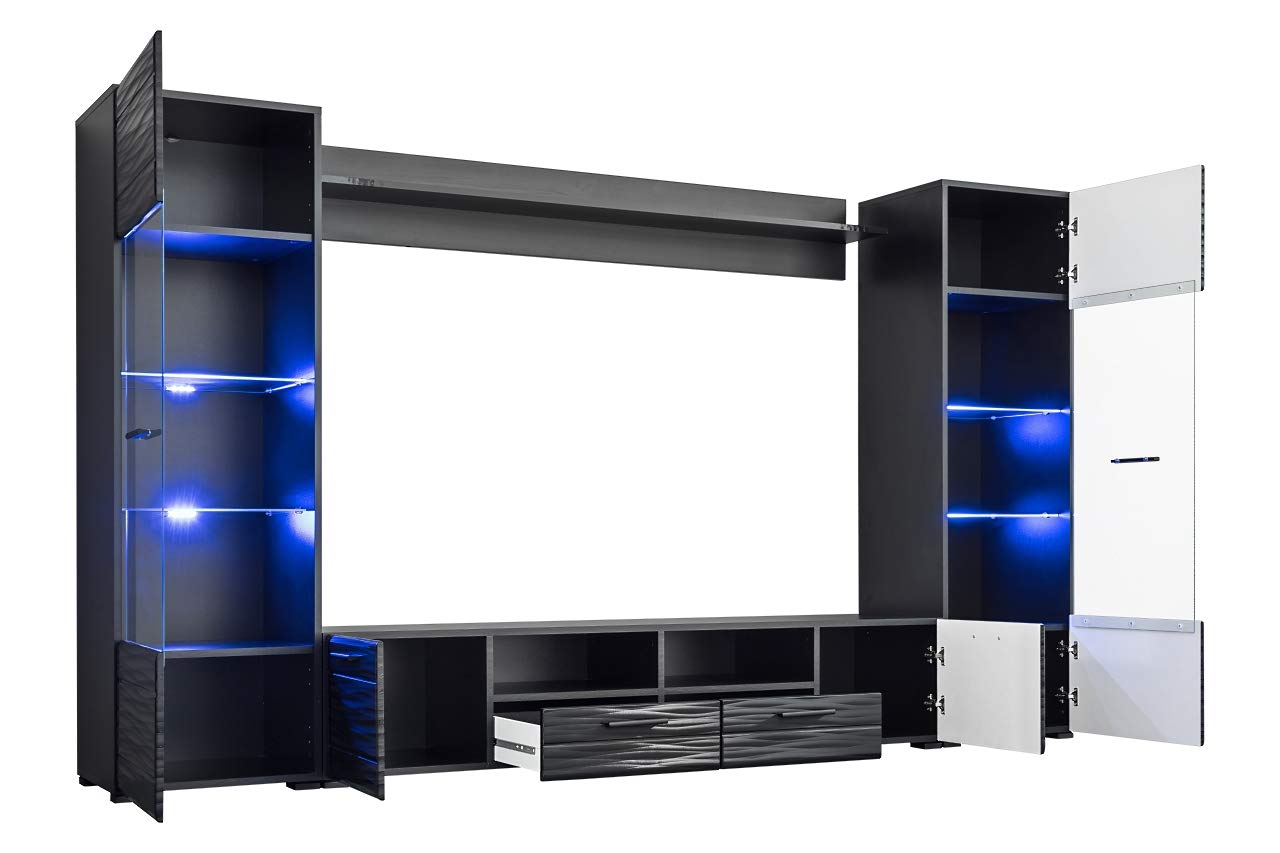 MEBLE KRYSPOL Solido Living Room Wall Unit - Living Room Furniture - Modern Living Room Wall Unit - Sideboard Living Room Cabinet Wall - Living Room Furniture Modern - Shelf White - TV Cabinet -