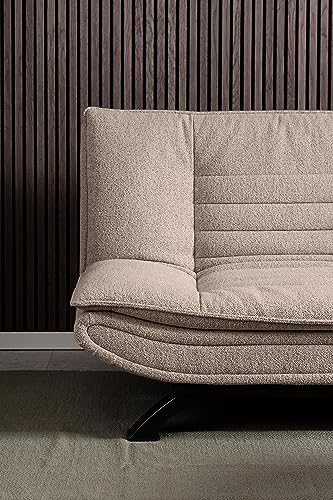 AC Design Furniture Jasper Bettcouch Dunkelgrau/Schwarz, Schlafsofa mit 3 Liegepositionen, Moderner 3-Sitzer Ohne Armlehne, Gepolstert mit Schwarzen Metallbeinen, L: 196 x H: 91 x T: 98 cm