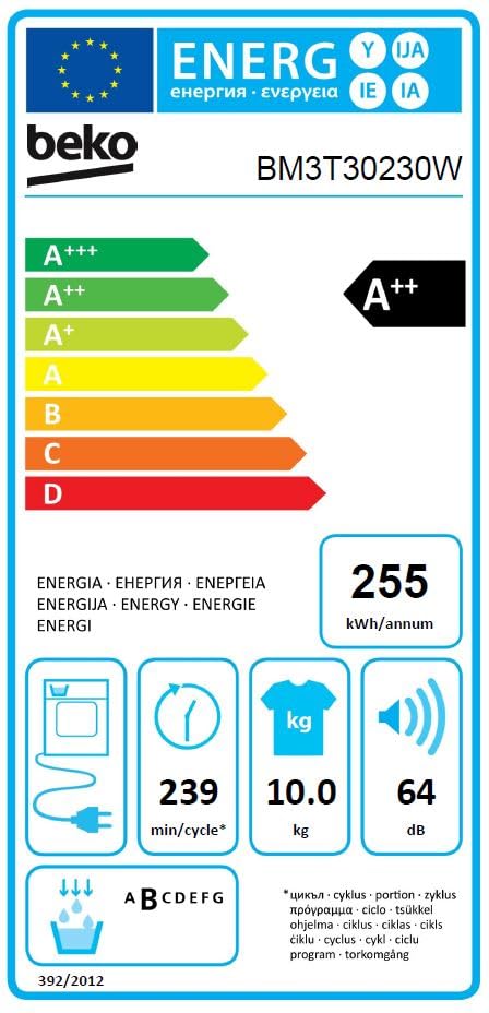 Beko DHC946GX Tumble Dryer with Heat Pump Technology, Stainless Steel Drum, 9 kg, A++, Hygienic Drying & Hygiene Refresh, White