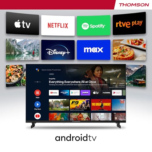 Thomson 43 Zoll (109 cm) 4K Ultra HD Weiß Smart Android TV, Google Assistant, Wi-Fi, Dolby Digital, Bluetooth, Triple-Tuner (Kabel,Satellit,Antenne), HDMI, CI+, A+ Panel – 43UA5S13W