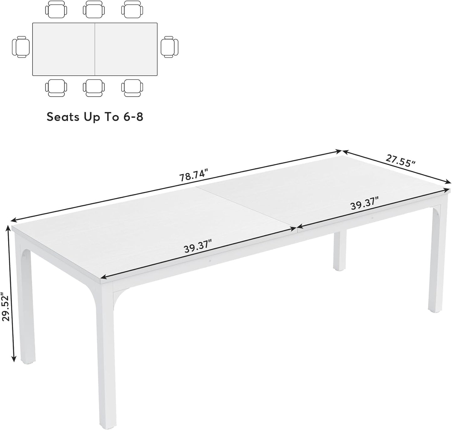 Tribesigns Schreibtisch Computertisch 200 x 70 x 75 cm Doppelter langer Schreibtisch, PC Tisch Bürotisch Arbeitstisch Esstisch Büro-Möbel Computertisch Konferenztisch für Home Office, Rustikales Braun