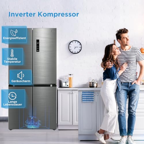 Midea MDRF632FIE28 Multi Door Fridge/Freezer Combination / 177.5 cm Height / 83.3 cm Width / 65.3 cm Depth / NoFrost / 295 kWh per Year / 305 L Fridge Capacity / 169 L Freezer Capacity / Plasma Pure /
