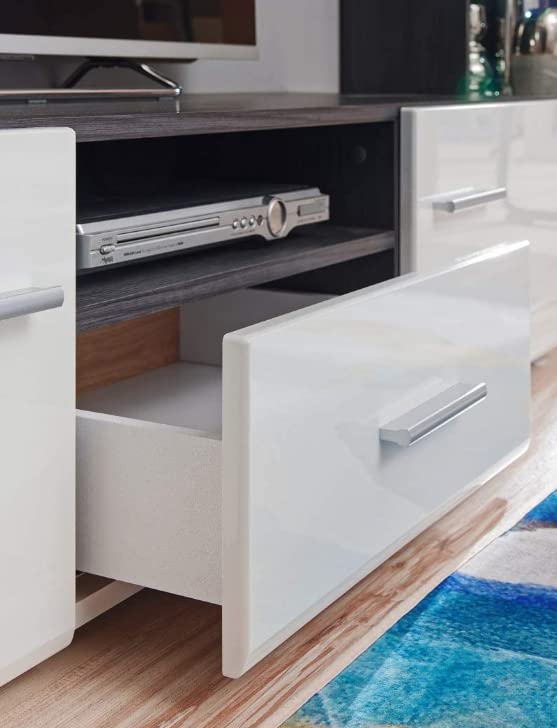 MEBLE KRYSPOL Solido Living Room Wall Unit - Living Room Furniture - Modern Living Room Wall Unit - Sideboard Living Room Cabinet Wall - Living Room Furniture Modern - Shelf White - TV Cabinet -