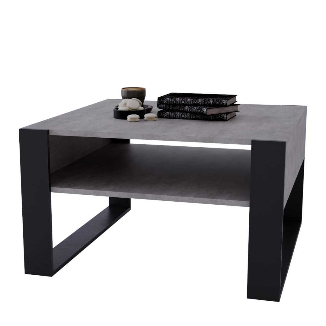 AKKE Karo Couchtisch für Wohnzimmer Beistelltisch Wohnzimmertisch Modern Sofatisch Kaffeetisch Deko Möbel für Wohnzimmer Wohnzimmertische Couchtische Eiche Mit Schwarzen Beinen